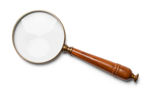 Wood,Handle,Magniying,Glass,Isolated,On,White.